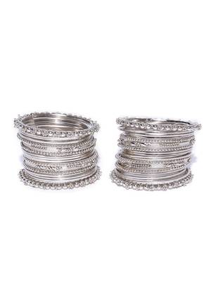 Set of 40 Designer oxidised Metal Silver Bridal Wedding Indian Bangle Set 3