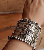 Set of 20 Designer oxidised Metal Silver Bridal Wedding Indian Bangle Set 
