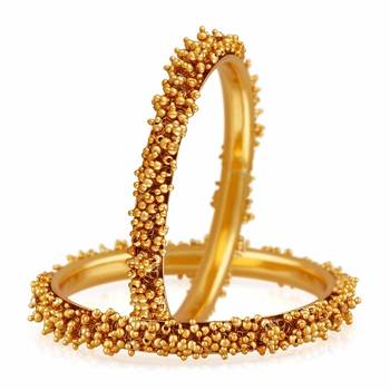 Designer Golden Bunched Pearl Bridal Wedding Bangle Set 1
