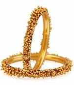 Designer Golden Bunched Pearl Bridal Wedding Bangle Set