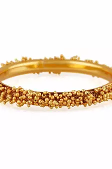 Designer Golden Bunched Pearl Bridal Wedding Bangle Set