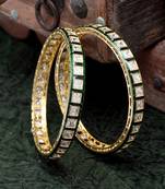 Designer Green Meenakari Work Kundan Stone Bridal Wedding Bangle set