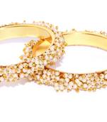 Designer Golden Bunched Pearl Bridal Wedding Bangle Set