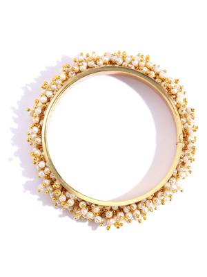 Designer Golden Bunched Pearl Bridal Wedding Bangle Set 4