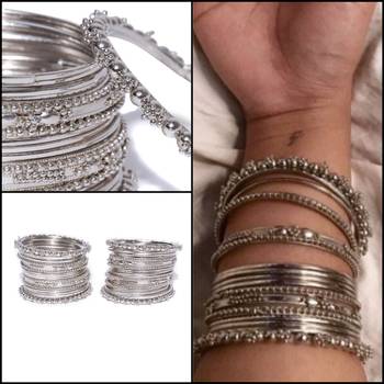 Set of 40 Designer oxidised Metal Silver Bridal Wedding Indian Bangle Set 4