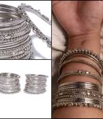 Set of 40 Designer oxidised Metal Silver Bridal Wedding Indian Bangle Set