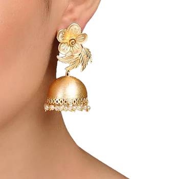 Designer Gold Plated Golden jhumkas Jhumki earrings 3
