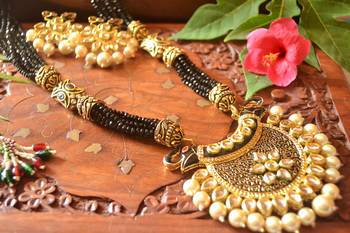 Designer Floral Elephant Motif Meenakari Kundan Studed Onyx Stone Multilayer Necklace Set with Earrings 5