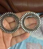 Designer blue stone lotus floral motif danglers-drops stud earrings