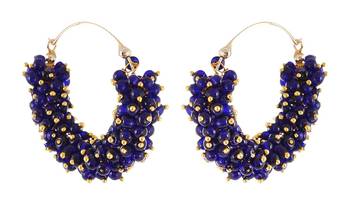 Designer Blue Bunched Pearls hoops Dangler Earrings 1