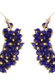 Designer Blue Bunched Pearls hoops Dangler Earrings
