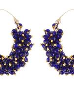 Designer Blue Bunched Pearls hoops Dangler Earrings