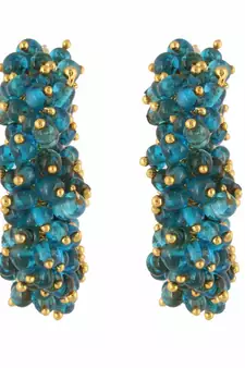 Designer Turquoise Bunched Pearls hoops Dangler Earrings