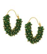 Designer Green bunched pearls hoops dangler earrings