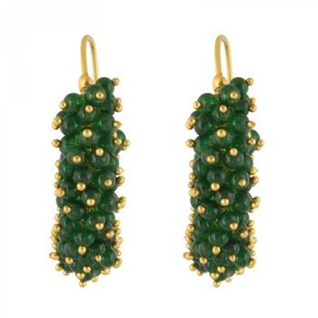 Designer Green bunched pearls hoops dangler earrings 2