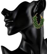 Designer Green bunched pearls hoops dangler earrings