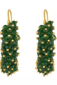 Designer Green bunched pearls hoops dangler earrings