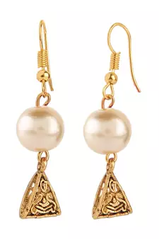 Designer Egyptian Golden Pearl Beaded necklace with matching earrings