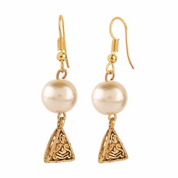 Designer Egyptian Golden Pearl Beaded necklace with matching earrings 3