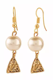 Designer Egyptian Golden Pearl Beaded necklace with matching earrings