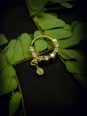  Designer gold plated american studded diamond indian nath nose-ring 3