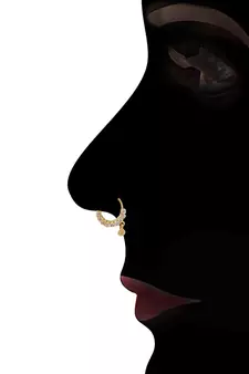 Designer Gold plated American Studded Diamond indian nath nose-ring