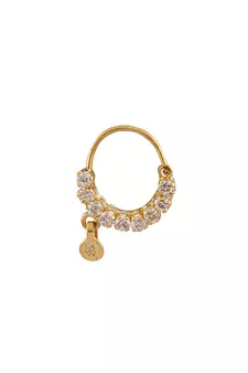 Designer Gold plated American Studded Diamond indian nath nose-ring