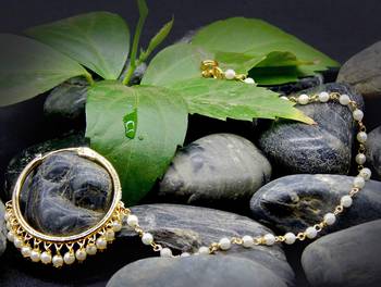 Designer kundan pearl stone bridal wedding nose ring indian style nath with pearl line 3