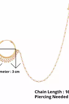Designer kundan pearl stone bridal wedding nose ring indian style nath with pearl line
