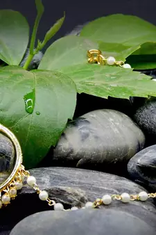 Designer kundan pearl stone bridal wedding nose ring indian style nath with pearl line