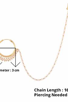 Designer kundan pearl stone bridal wedding nose ring indian style nath with pearl line