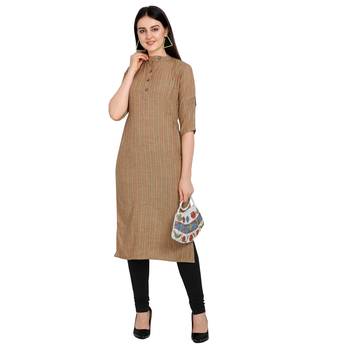 Beige woven rayon kurtas-and-kurtis 1