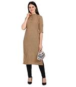 Beige woven rayon kurtas-and-kurtis