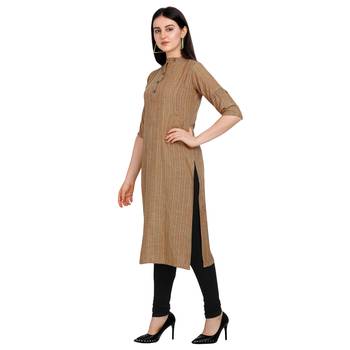 Beige woven rayon kurtas-and-kurtis 2