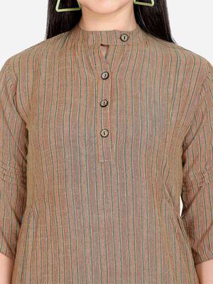 Beige woven rayon kurtas-and-kurtis 3