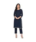 Fabnest womens indigo navy cotton kurta with gota work