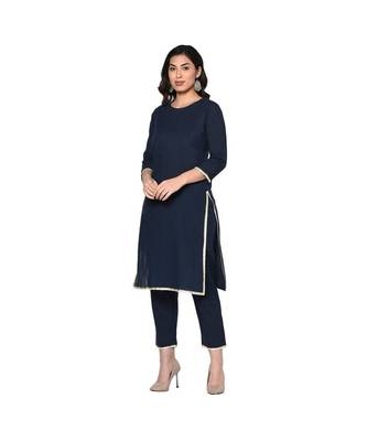 Fabnest womens indigo navy cotton kurta with gota work 3