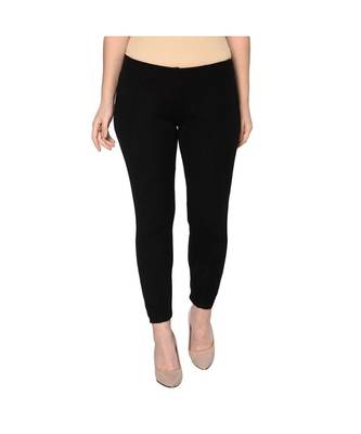 Fabnest womens winter black acrylic warm bottomwear with slit 1
