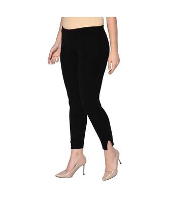 Fabnest womens winter black acrylic warm bottomwear with slit 2