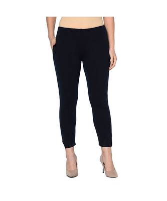 Fabnest womens winter navy acrylic warm bottomwear with slit 1