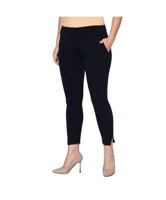 Fabnest womens winter navy acrylic warm bottomwear with slit 2
