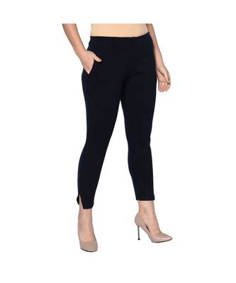 Fabnest womens winter navy acrylic warm bottomwear with slit 3