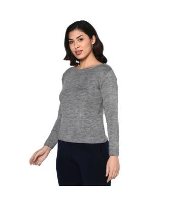 Fabnest women winter boat neck basic grey acrylic pullover 2