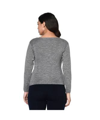 Fabnest women winter boat neck basic grey acrylic pullover 4