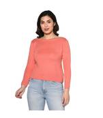 Fabnest women winter acrylic boat neck peach pullover