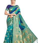 Aqua Blue Woven Art Silk  Saree With Blouse