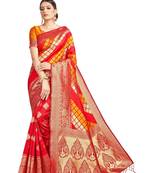 Red Woven Art Silk  Saree With Blouse