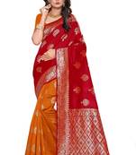 Red Woven Art Silk  Saree With Blouse