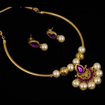 Piah Fashion Alloy  Necklace Set jewellery For Women(Gold) 2
