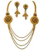 Piah Fashion Antique Traditional Temple Style Gold Necklace Set for Women and girls